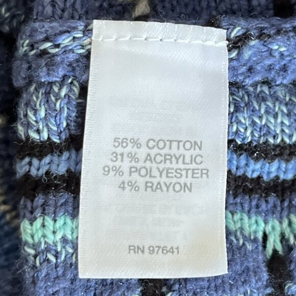 J Jill Womens 3D Knit Longline Open Cardigan Size M Blue Striped 80s Grannycore - Picture 6 of 9